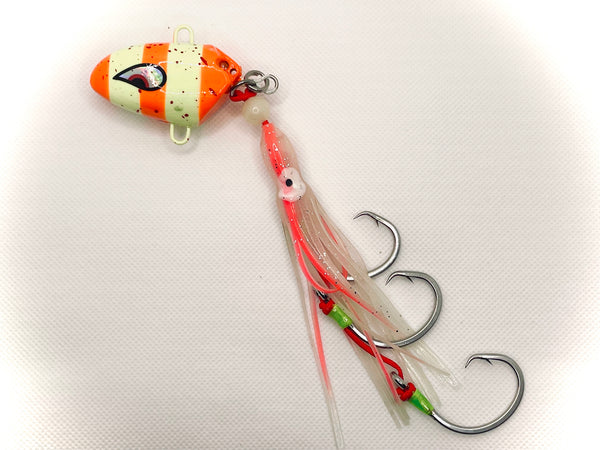 Bottom Slob, 200g Slow Pitch jig, with Squid skirt